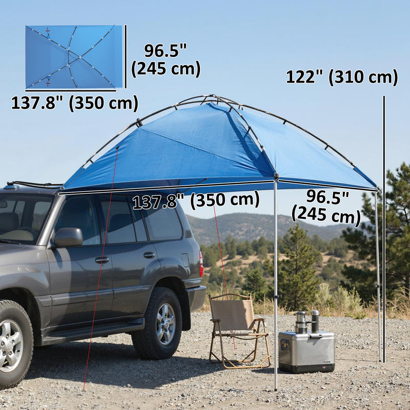 Outsunny - Car Awning Camping Tailgate Tent for SUV, 3000mm Waterproof Car Side Awning with Carry Bag, Light Blue