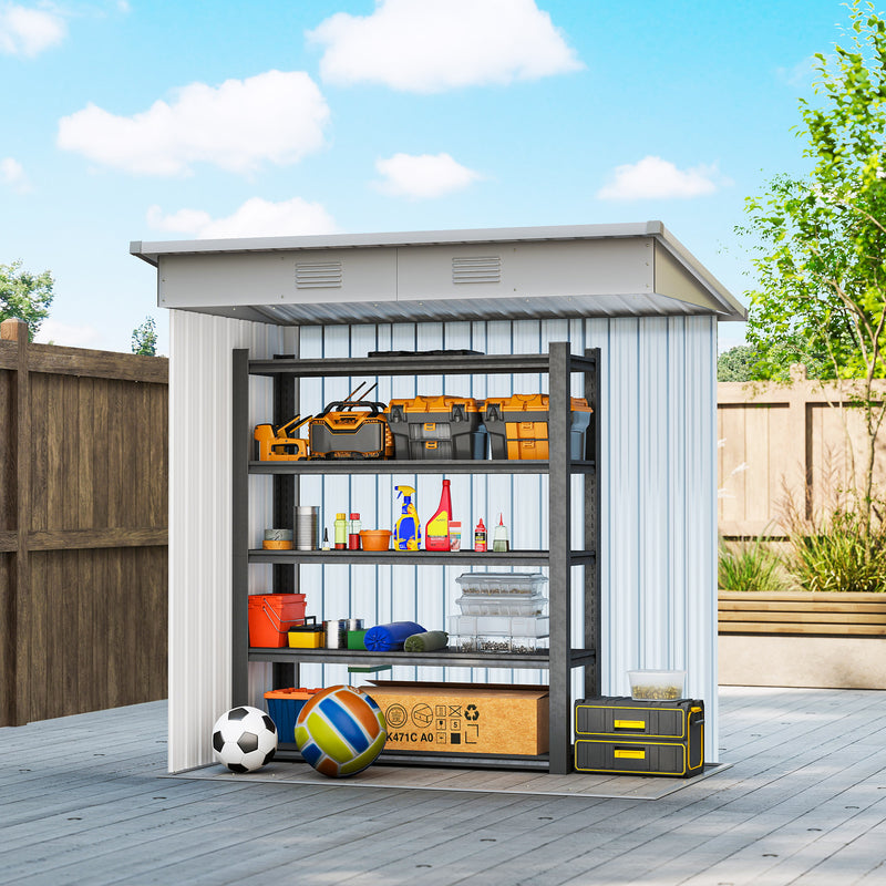 6' x 4' Outdoor Storage Shed, Metal Garden Shed with Lockable Sliding Doors and Vents, Grey
