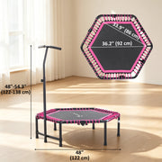 Soozier 48" Adult Hexagon Rebounder Trampoline Fitness Bungee Jumping Cardio Trainer Outdoor Bouncer Jumper Adjustable Bar Pink