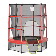 Aosom 55" Kids Trampoline with Enclosure Net for Indoor/Outdoor, Trampoline for Boys and Girls Age 3-6 Years, Red