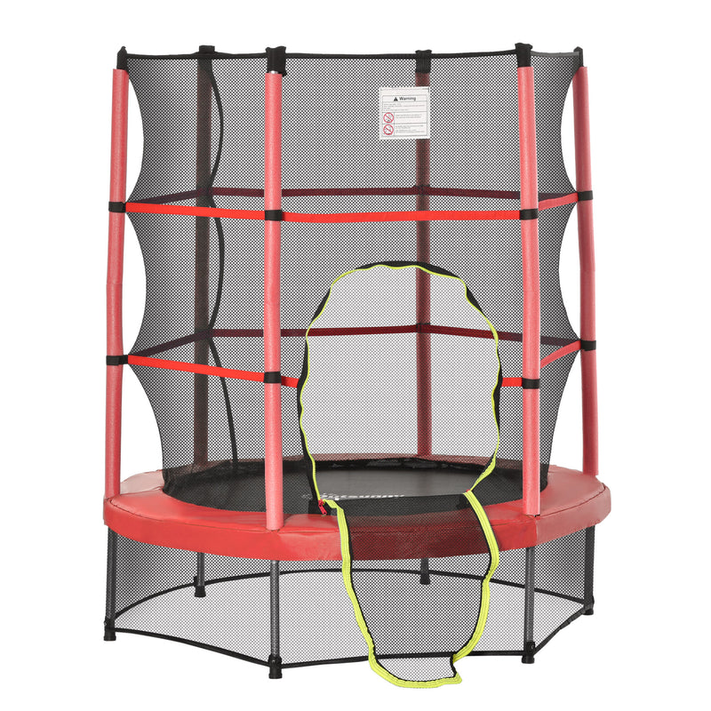 Aosom 55" Kids Trampoline with Enclosure Net for Indoor/Outdoor, Trampoline for Boys and Girls Age 3-6 Years, Red