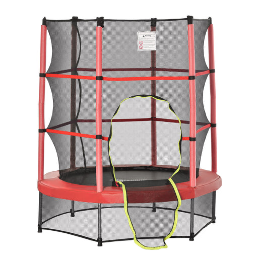 Aosom 55" Kids Trampoline with Enclosure Net for Indoor/Outdoor, Trampoline for Boys and Girls Age 3-6 Years, Red