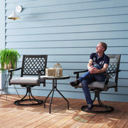 Outsunny - Outdoor Patio Chairs Set of 2, Metal Swivel Rocker Chairs with Cushion and Armrests for Backyard, Garden, Patio