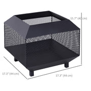 Outsunny - 17" Outdoor Fire Pit with Fire Poker, Wood Burning Firepits, Portable Firepit for Patio Backyard Bonfire Camping, Black