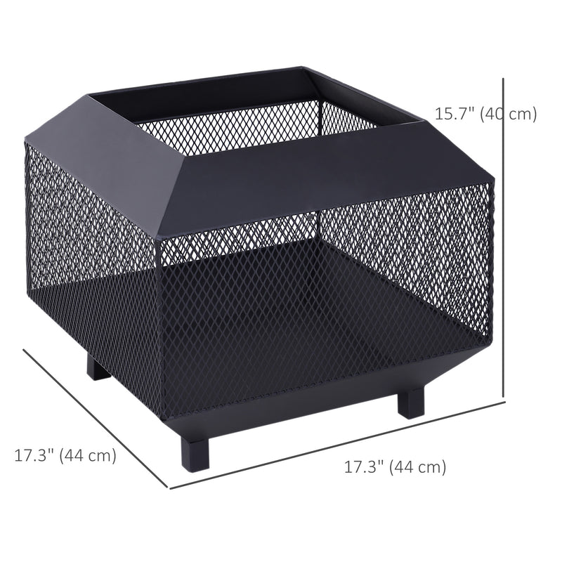 Outsunny - 17" Outdoor Fire Pit with Fire Poker, Wood Burning Firepits, Portable Firepit for Patio Backyard Bonfire Camping, Black