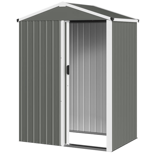 4.5 x 3ft Outdoor Storage Shed, Waterproof Metal Garden Shed with Lockable Door for Backyard, Patio, Lawn, Light Grey