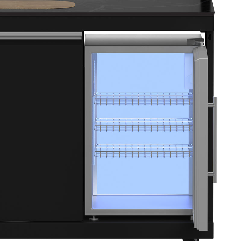 Forno All’Aperto 87,600 BTU Outdoor Kitchen, 4 Burners, Infrared Burners, Side Burner, Black Sintered Stone Countertops, Gas Pizza Oven, Sink Module, Bar & Beverage Center
