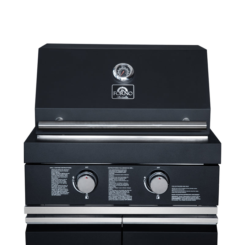 Forno All’Aperto 99,600 BTU Outdoor Kitchen, 5 Burners, Infrared Burners, Side Burner, Black Sintered Stone Countertops, Gas Pizza Oven, Sink Module, Bar & Beverage Center
