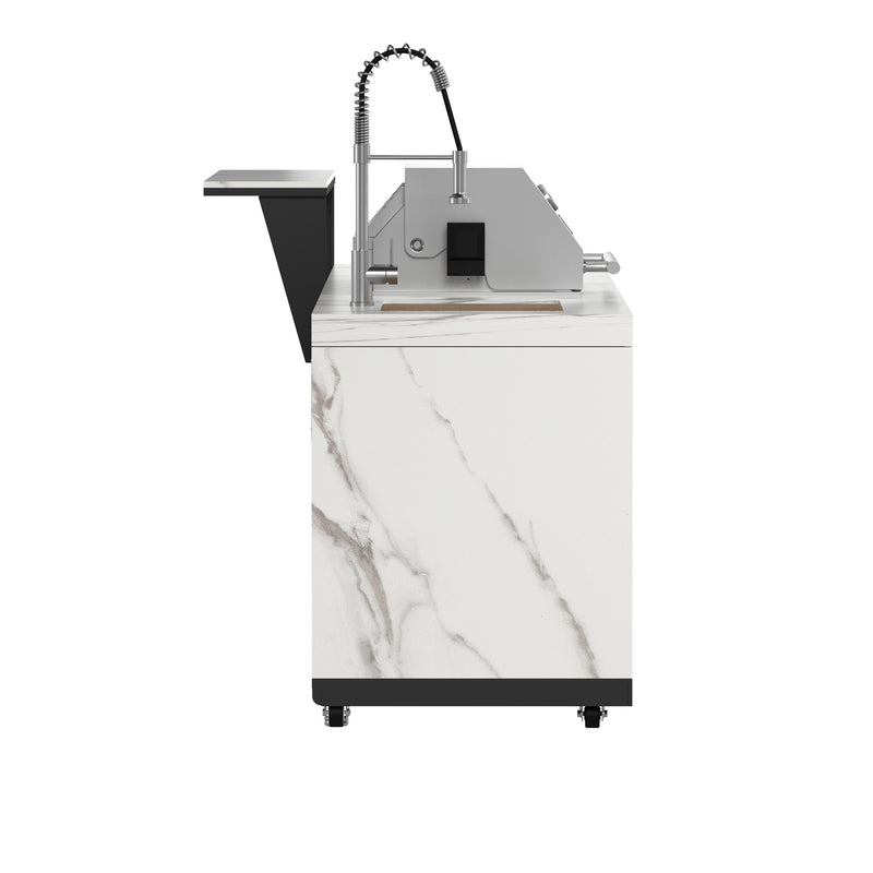 Forno Rimini Outdoor Kitchen: 30" BBQ 62,600 BTU, 4.8 cu.ft. Refrigerators, White Countertops