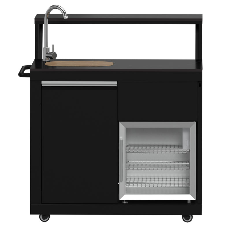 Forno All’Aperto 62,600 BTU BBQ, 3 Stainless Steel Burners, Infrared Burners, Sink Module, Black Sintered Stone Countertops, Bar and Beverage Center