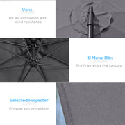 10ft Offset Patio Umbrella with Base, Garden Hanging Parasol with Crank, Banana Cantilever Umbrella Sun Shade, Grey