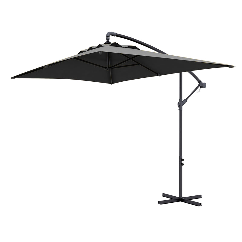 Outsunny - 3(m) Patio Offset Umbrella with Cross Base, Dark Grey — 84D-270V00CG