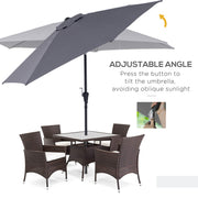 8.5FT Patio Umbrella, Round Garden Parasol with 6 Ribs, Market Sunshade Tilt Canopy w/ Crank Handle for Outdoor, Grey