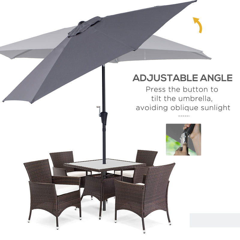 8.5FT Patio Umbrella, Round Garden Parasol with 6 Ribs, Market Sunshade Tilt Canopy w/ Crank Handle for Outdoor, Grey
