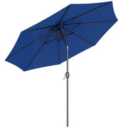 Outsunny - 10' x 8' Round Market Umbrella, Patio Umbrella with Crank Handle and Tilt, Outdoor Parasol for Garden, Blue
