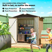 6.5' x 4' Outdoor Storage Shed, Metal Garden Shed with Lockable Double Doors, 4 Vents, Yellow