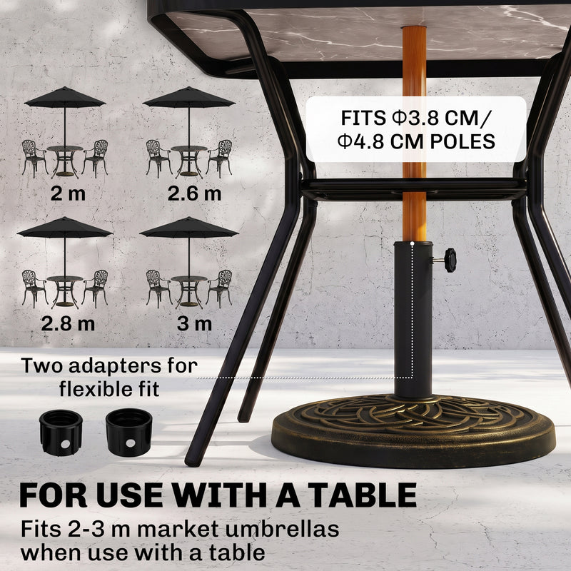 25 lb Heavy Duty Patio Umbrella Base, Round Market Umbrella Stand for Outdoor, Deck, Backyard, Garden, Bronze