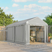 13' x 10' Portable Shed, Outdoor Storage Shed Tent with Roll-up Zipper Door and Removable Sidewalls, Light Grey