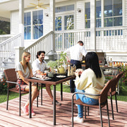 Outsunny - 5 Pieces Outdoor Dining Set for 4, PE Wicker Rattan Patio Furniture Set with Stackable Chairs and Glass Table Top