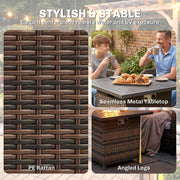 Outsunny - Propane Fire Pit Table, 28 Inch 40,000 BTU Square Rattan Fire Table with Lava Rock, Pulse-Ignition Wicker Gas Fire Pit