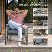 Outsunny - Patio Wicker Adirondack Chair, Outdoor PE Rattan Fire Pit Chair, Muskoka Chair w/ Soft Cushions, Tall Curved Backrest and Comfortable Armrests for Deck Garden, Grey