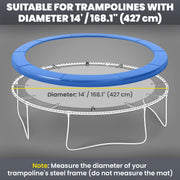 Soozier Trampoline Pad, 14FT Replacement Trampoline Safety Pad Mat Spring Cover, Water-Resistant, UV-Resistant, Tear-Resistant, No Holes for Pole, Blue