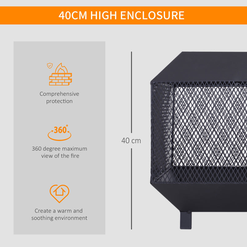Outsunny - 17" Outdoor Fire Pit with Fire Poker, Wood Burning Firepits, Portable Firepit for Patio Backyard Bonfire Camping, Black