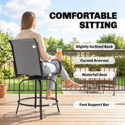 Outsunny - Outdoor Bar Stools Set of 2, 360° Swivel Bar Height Chairs, 26.8" x 29.5" x 48.4", Grey