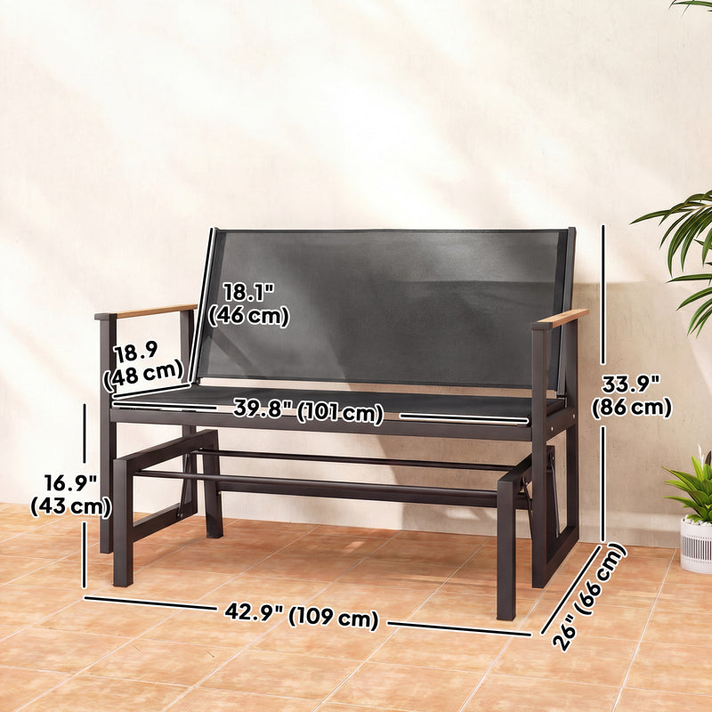 Outsunny - Outdoor Glider Bench for 2 Person, Patio Glider Loveseat with Thick Cushions for Garden Balcony Porch, Navy Blue