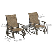 Outsunny - 3PCs Gliding Rocking Chair & Bistro Tea Table Set, Brown