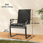Outsunny - C Spring Motion Patio Chairs Set of 2 with Curved High Backrest, Armrest, All Weather Breathable Fabric, Metal Frame