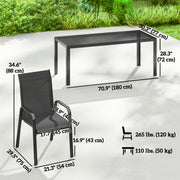 Outsunny - 9 Pieces Patio Set with Stackable Chairs, Patio Dining Set with Glass Top for Garden, Patio, Backyard, Black