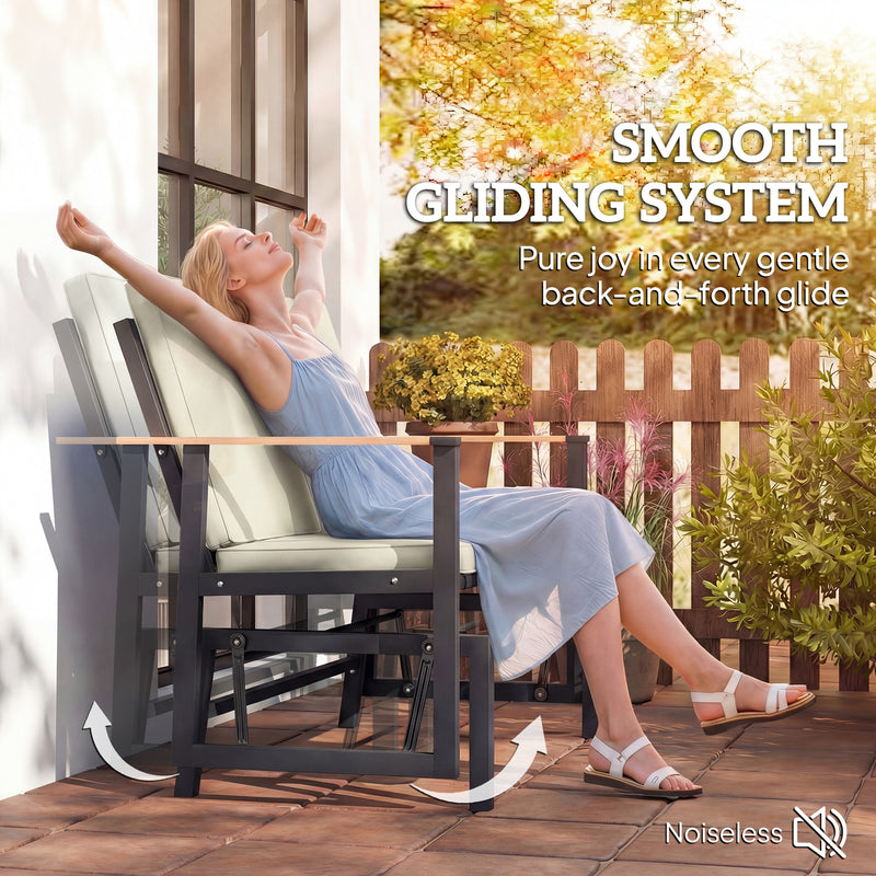 Outsunny - Outdoor Glider Bench for 2 Person, Patio Glider Loveseat with Thick Cushions for Garden Balcony Porch, Cream White
