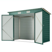 8 x 4FT Galvanized Garden Storage Shed, Metal Outdoor Shed with Double Doors and 2 Vents, Green