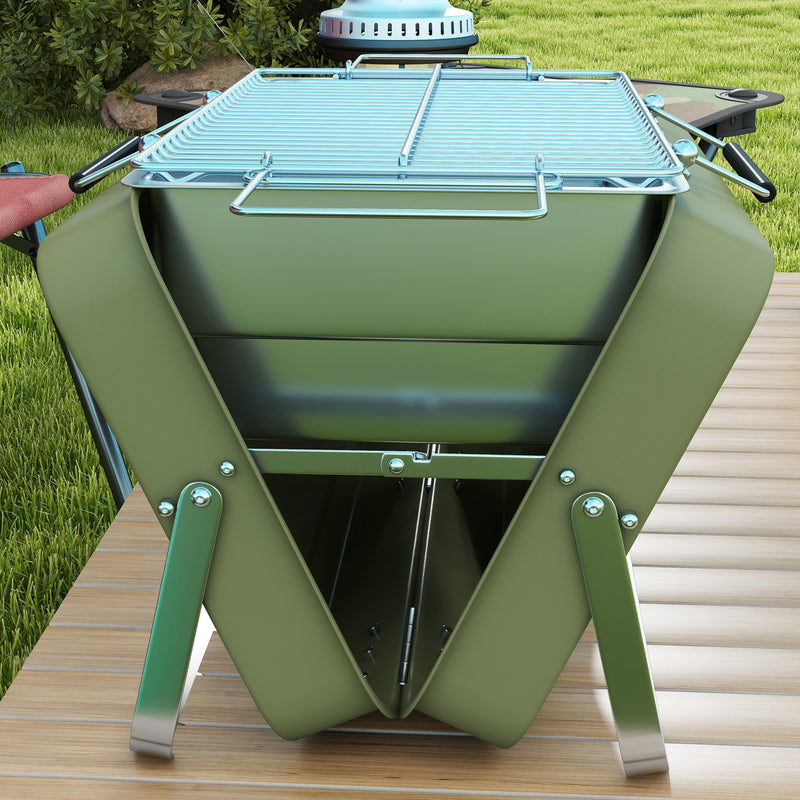 Outsunny - Metal Suitable-Style Portable BBQ Grill - Green