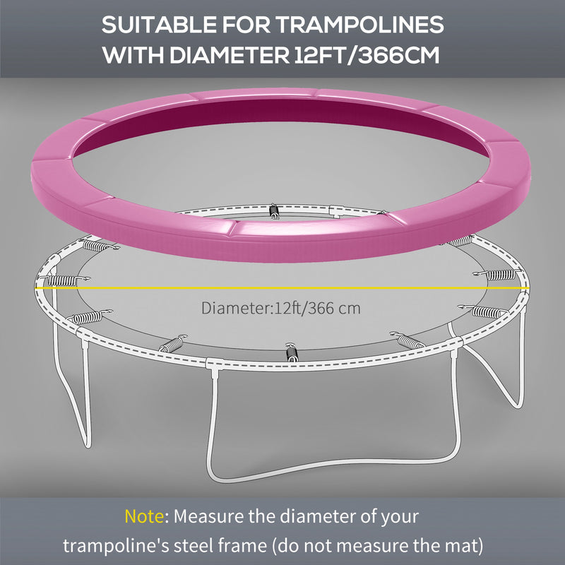 Soozier 12FT Trampoline Spring Cover, Trampoline Pad Replacement, Waterproof and Tear-Resistant, All-Weather Trampoline Accessories, No Holes for Pole, Pink