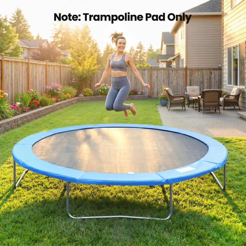 Soozier Trampoline Pad, 14FT Replacement Trampoline Safety Pad Mat Spring Cover, Water-Resistant, UV-Resistant, Tear-Resistant, No Holes for Pole, Blue