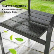 Outsunny - Stackable Patio Chairs Set of 4, Outdoor Dining Chairs with Slatted HDPE Seat, Armrests for Garden, Backyard, Black
