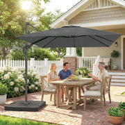 8' x 8' Offset Cantilever Patio Umbrella with Base Weights, UPF50+ Cantilever Parasol with 360° Rotation, Dark Grey