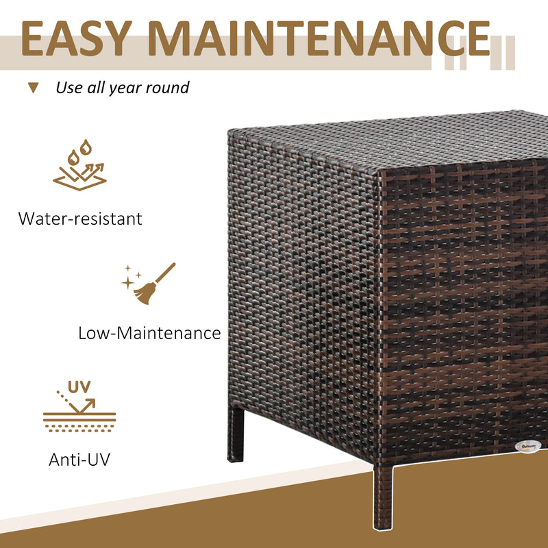 Outsunny - Set of 3 Wicker Nesting Tables Patio Rattan Snack End Side Tables Hand Woven All Weather Garden Outdoor Home Furniture Brown