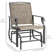 Outsunny - 2 Pieces Outdoor Glider Chairs, 2 Person Glider Rocking Chair Set with Breathable Mesh Fabric, Steel Frame, Dark Brown