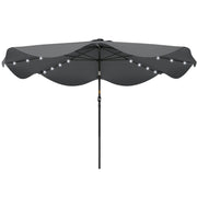 Outsunny - Solar Patio Umbrella with LED and Tilt, Outdoor Market Table Umbrella Parasol with Crank, 10 x 10 ft, Dark Grey