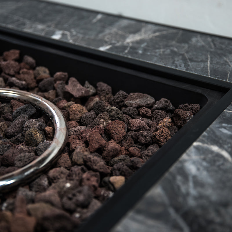 Deko Living - 35 Inch Square Outdoor Propane Gas Fire Pit Table 50,000 BTU Heater with Lava Rock Filler