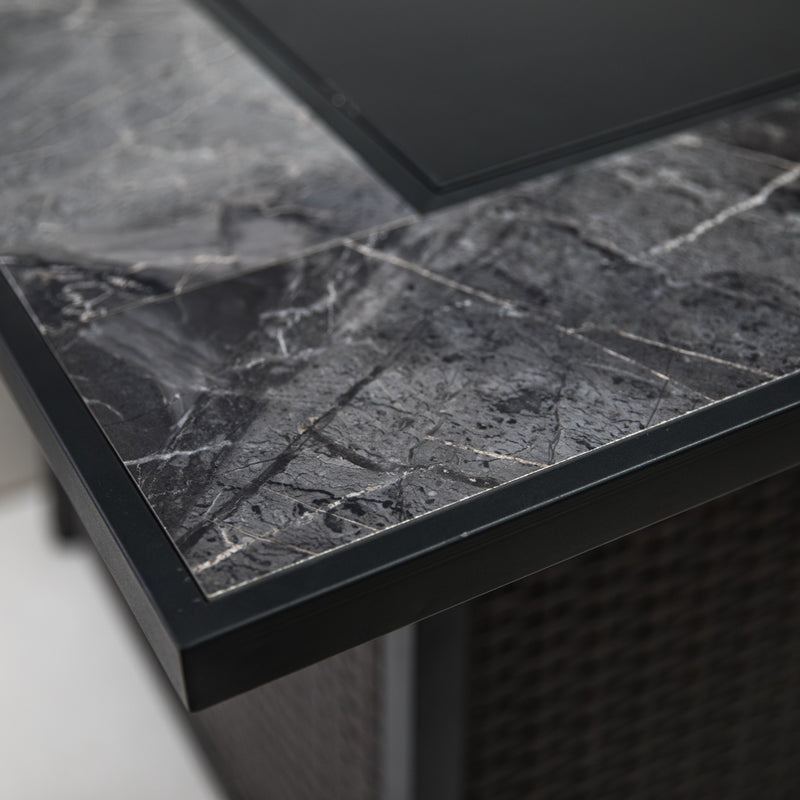 Deko Living - 35 Inch Square Outdoor Propane Gas Fire Pit Table 50,000 BTU Heater with Lava Rock Filler