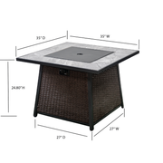 Deko Living - 35 Inch Square Outdoor Propane Gas Fire Pit Table 50,000 BTU Heater with Lava Rock Filler