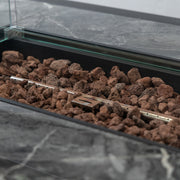 Deko Living - 52 Inch Rectangular Outdoor Propane Gas Fire Pit Table 50,000 BTU Heater with Lava Rock Filler