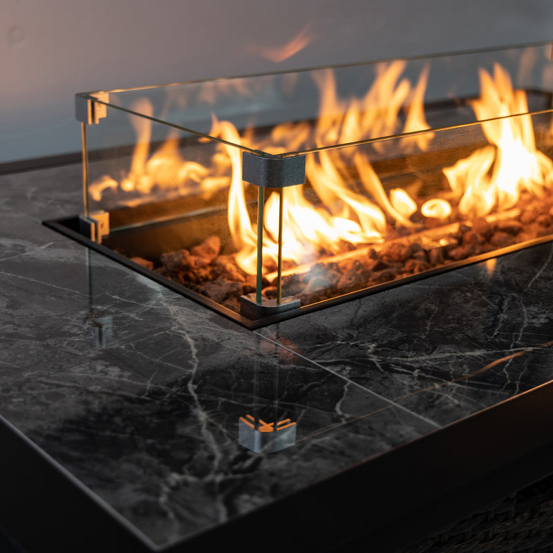 Deko Living - 52 Inch Rectangular Outdoor Propane Gas Fire Pit Table 50,000 BTU Heater with Lava Rock Filler