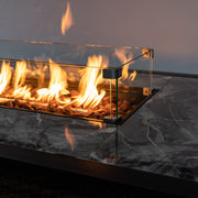 Deko Living - 52 Inch Rectangular Outdoor Propane Gas Fire Pit Table 50,000 BTU Heater with Lava Rock Filler