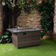 Deko Living - 52 Inch Rectangular Outdoor Propane Gas Fire Pit Table 50,000 BTU Heater with Lava Rock Filler