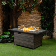 Deko Living - 52 Inch Rectangular Outdoor Propane Gas Fire Pit Table 50,000 BTU Heater with Lava Rock Filler